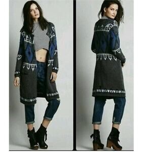 Free People sweater swacket medium blanket cardigan fair isle Southwestern